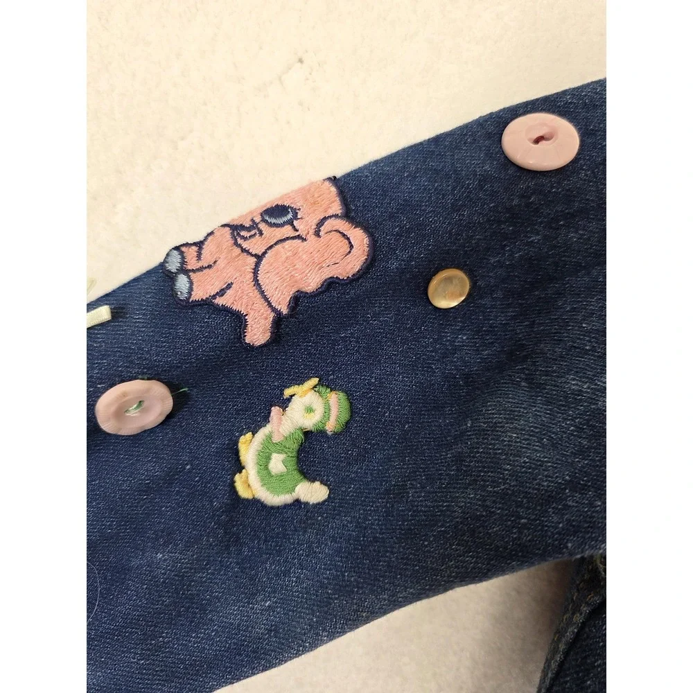 Vintage French‎ Toast Jacket Kids 4T Blue Denim Cycle Champ Rainbow Animals